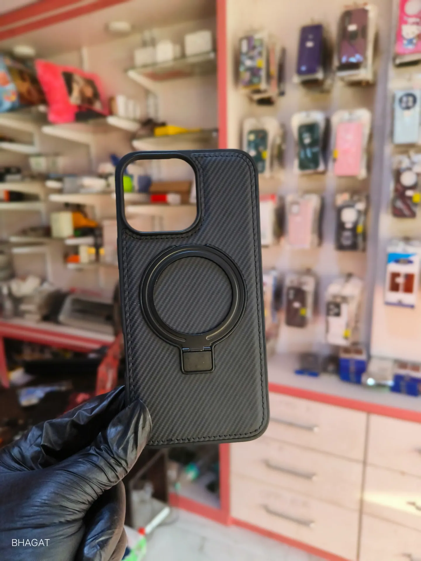 Leather case with magsafe stand - iphone 16 pro max