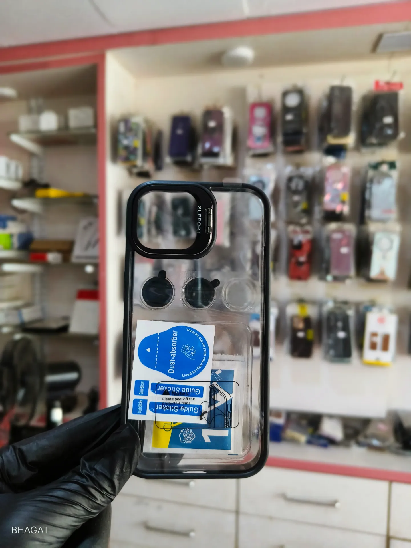 Transparent case with camera stand and camera lens - iphone 15
