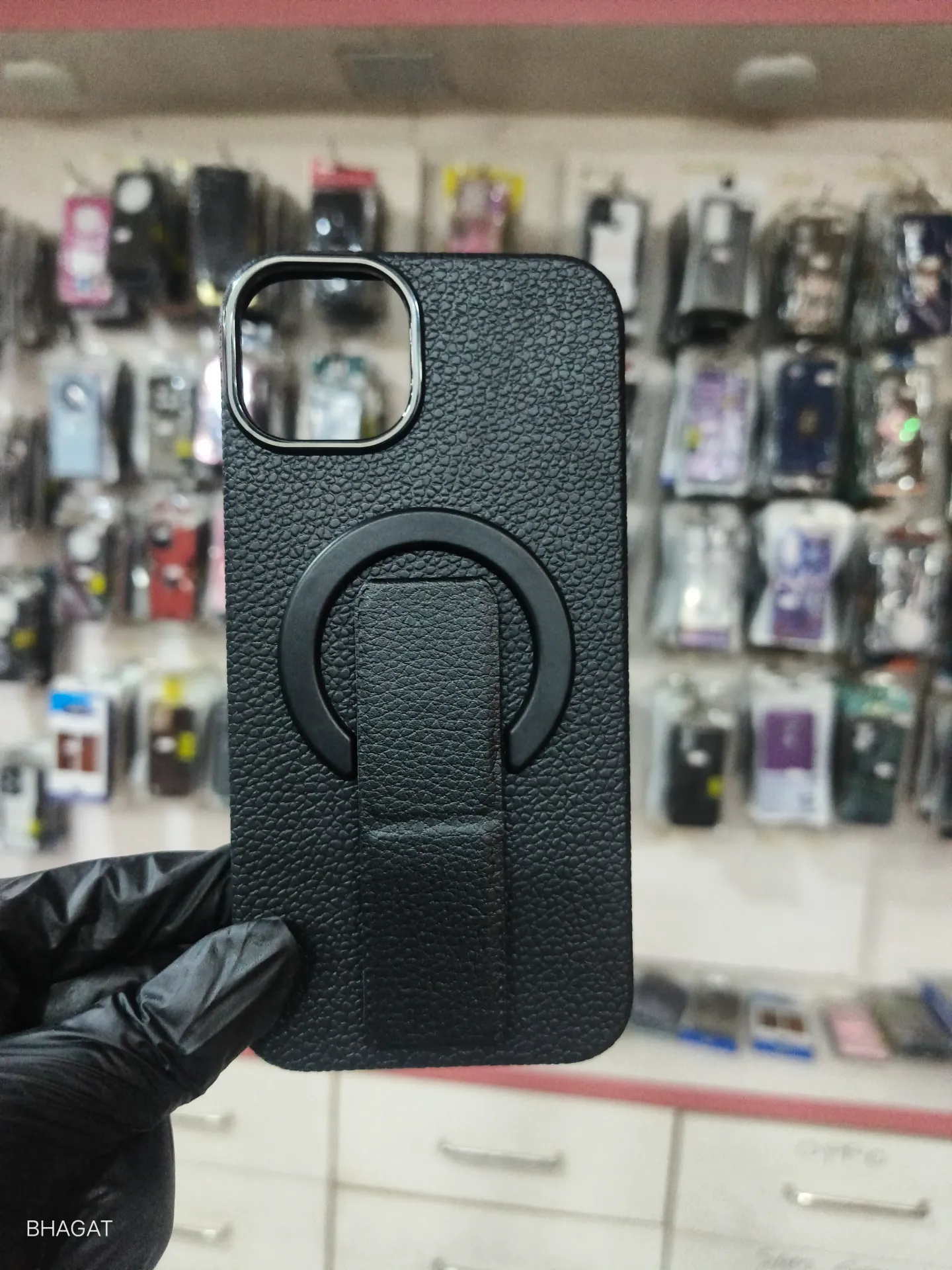 Leather case with stand - iphone 15 plus