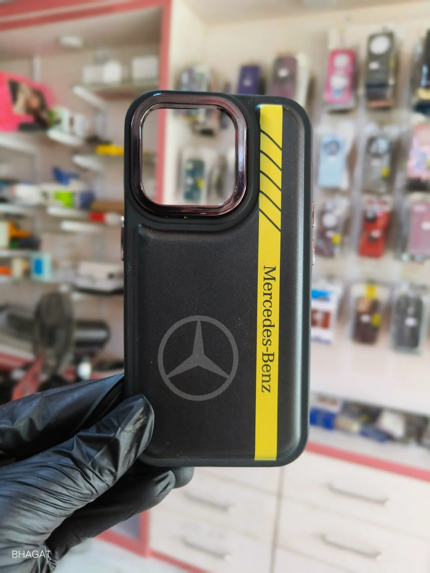 Mercedes silicon case metal camera Protection - iphone 15 pro