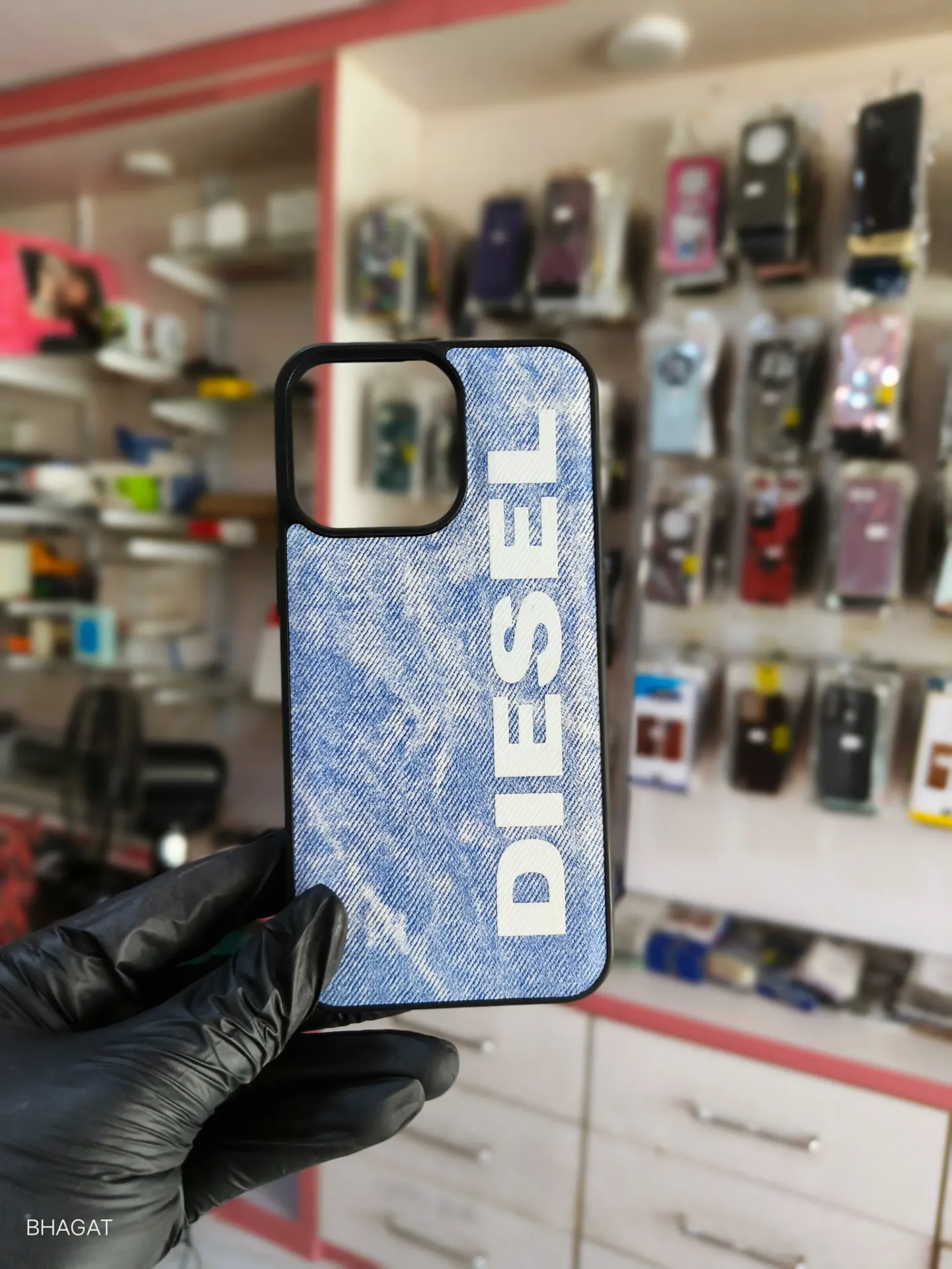 Leather diesel case silicon side - iphone 15 pro max