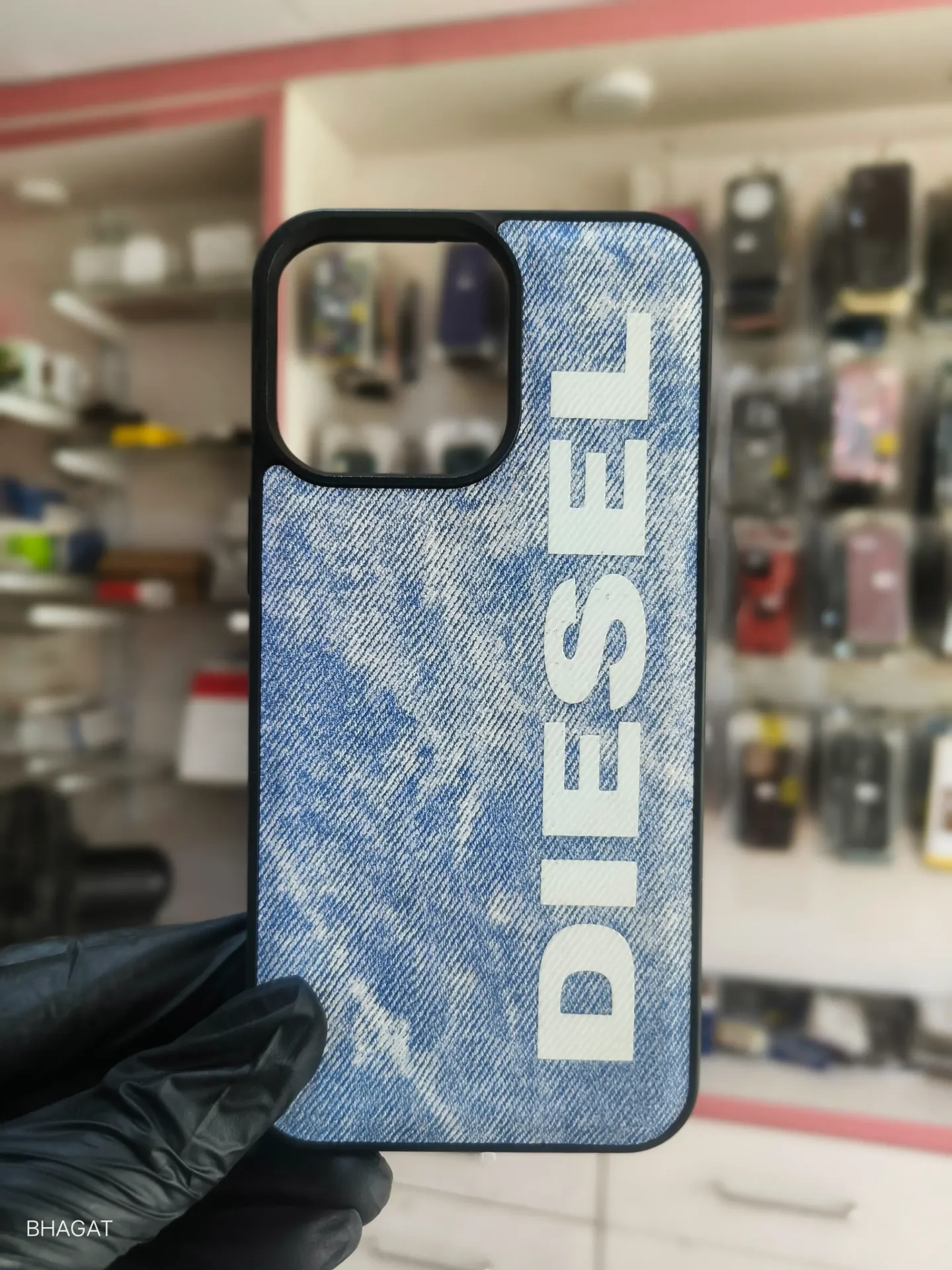 Leather diesel case silicon side - iphone 15 pro max
