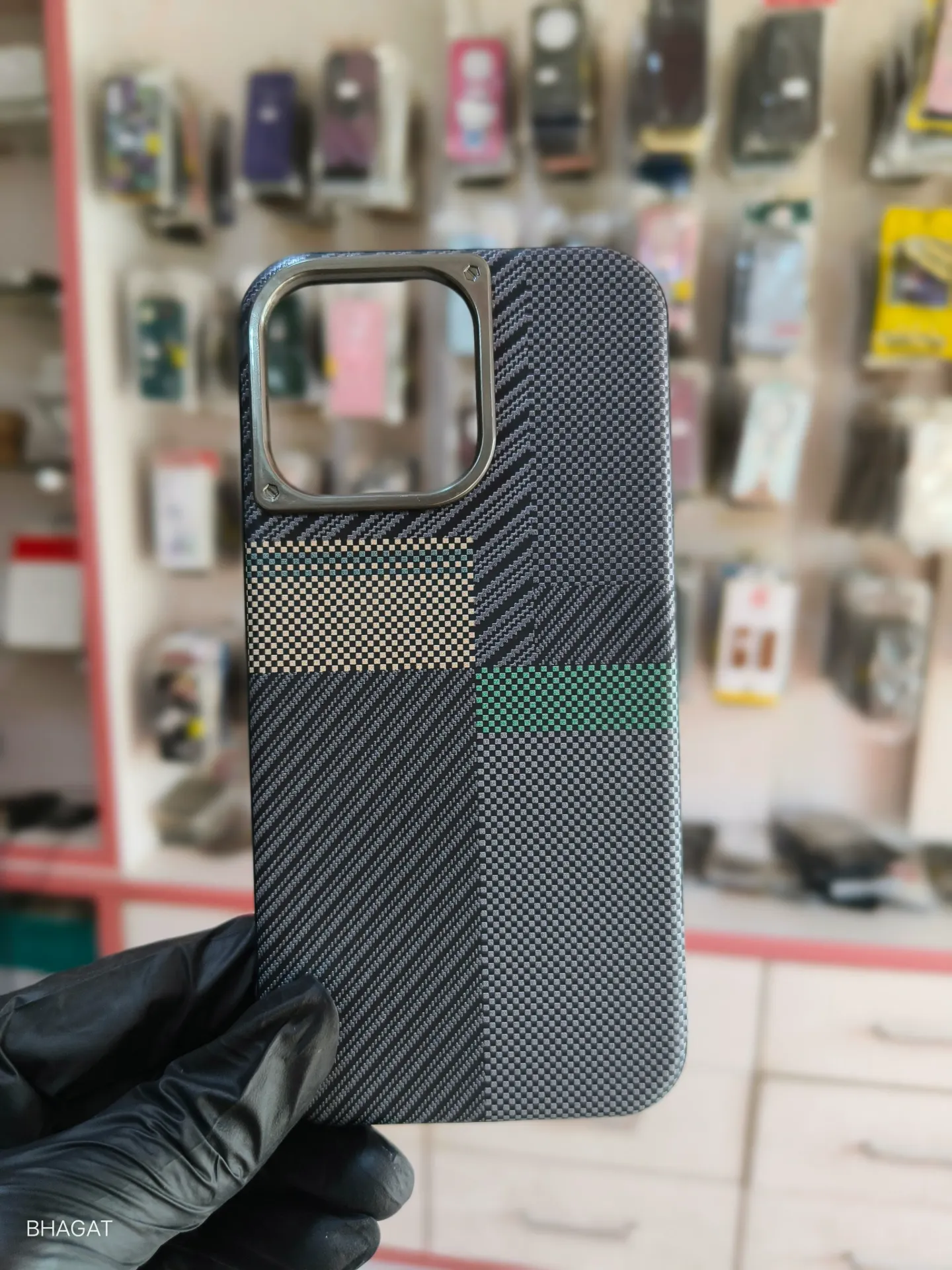 Carbon Texture case metal camera Protection - iphone 15 pro max