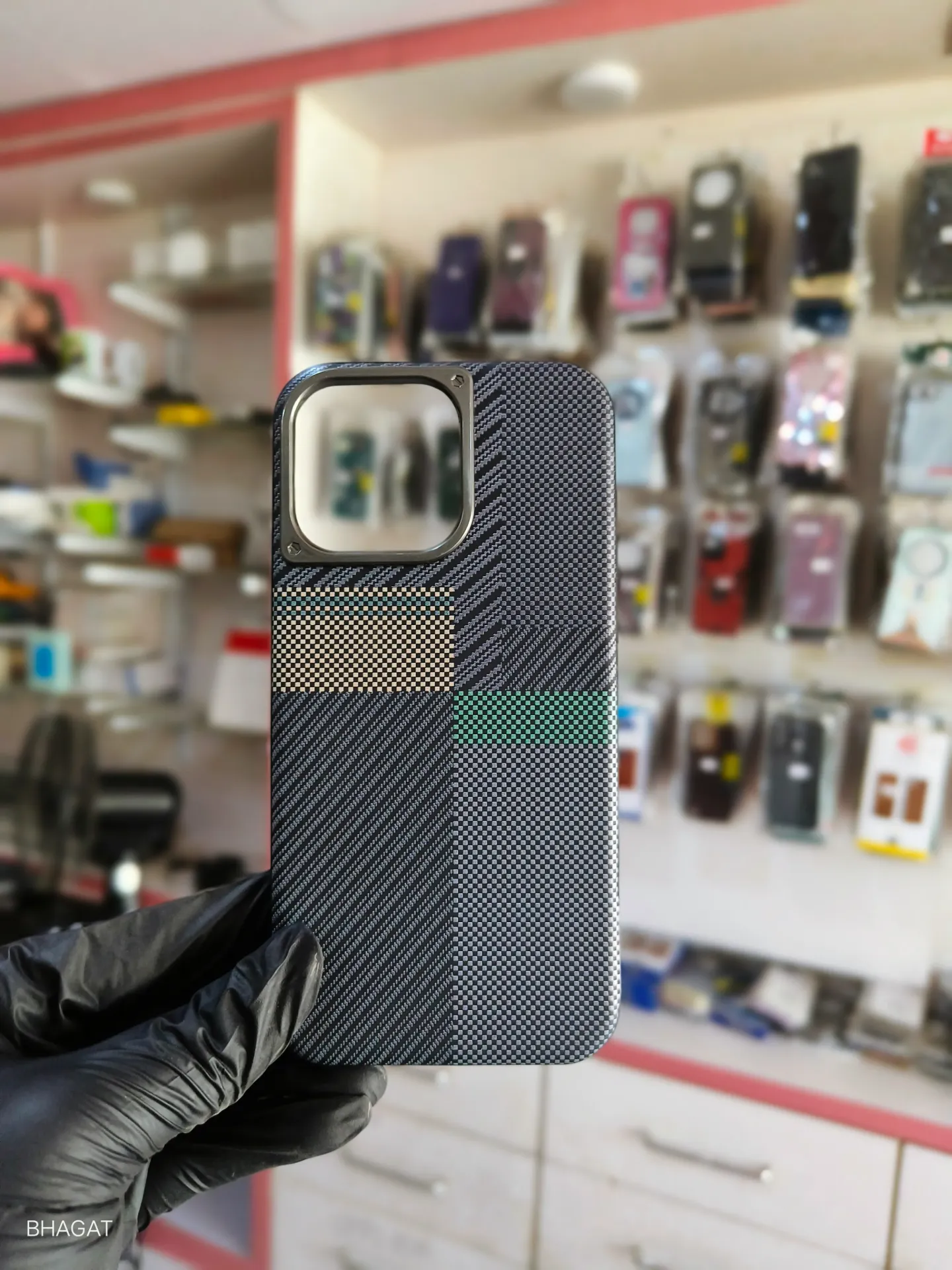 Carbon Texture case metal camera Protection - iphone 15 pro max