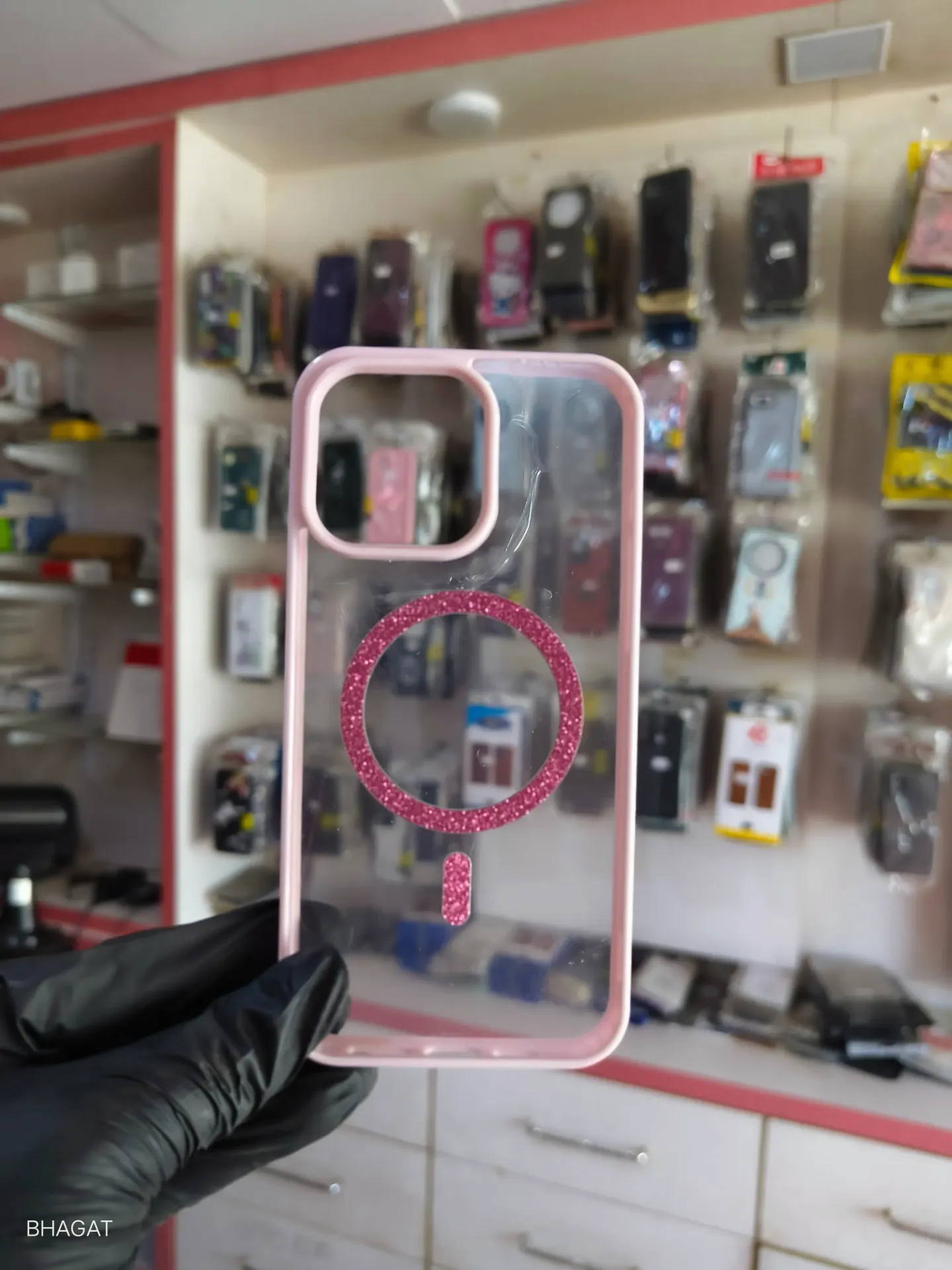 Silicon border transparent magsafe case - iphone 15 pro max