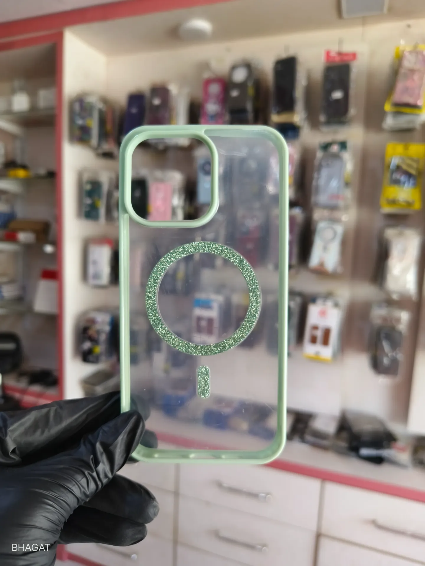 Silicon border transparent magsafe case - iphone 15 pro max