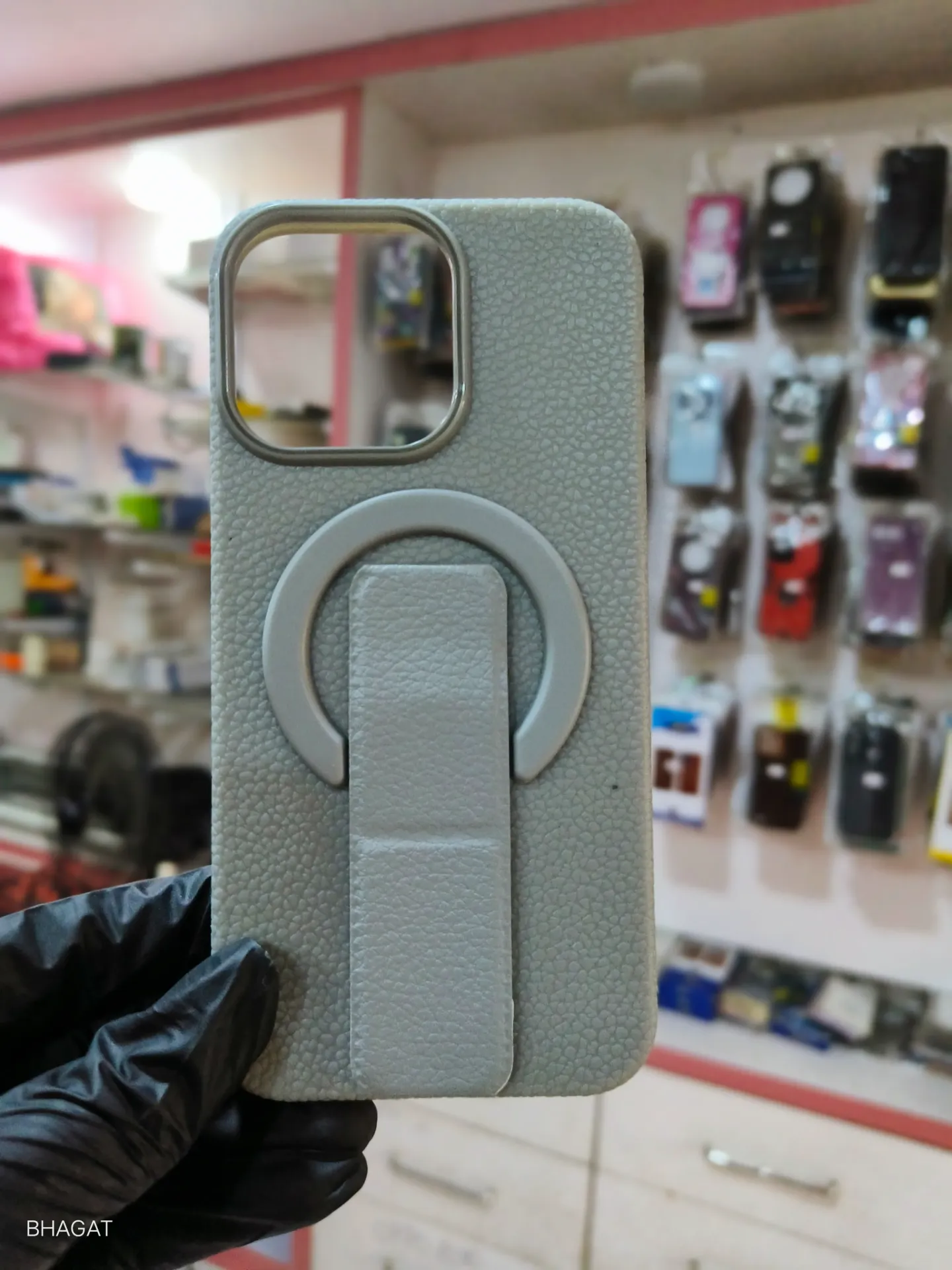 Leather case with stand - iphone 15 pro max