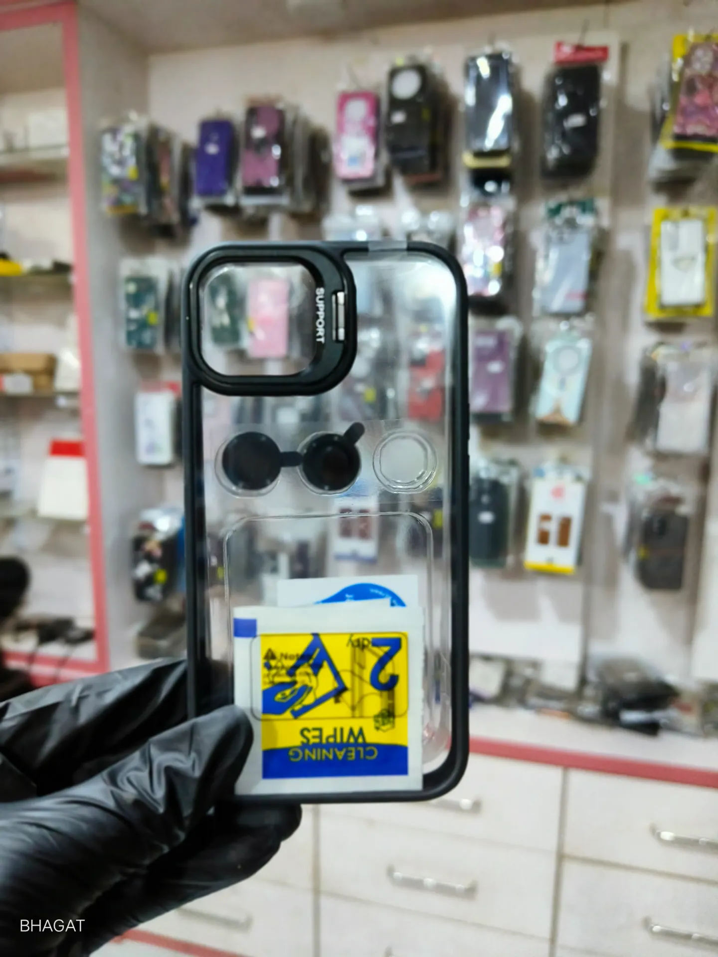 Transparent case with camera stand and camera lens -iPhone 14/13