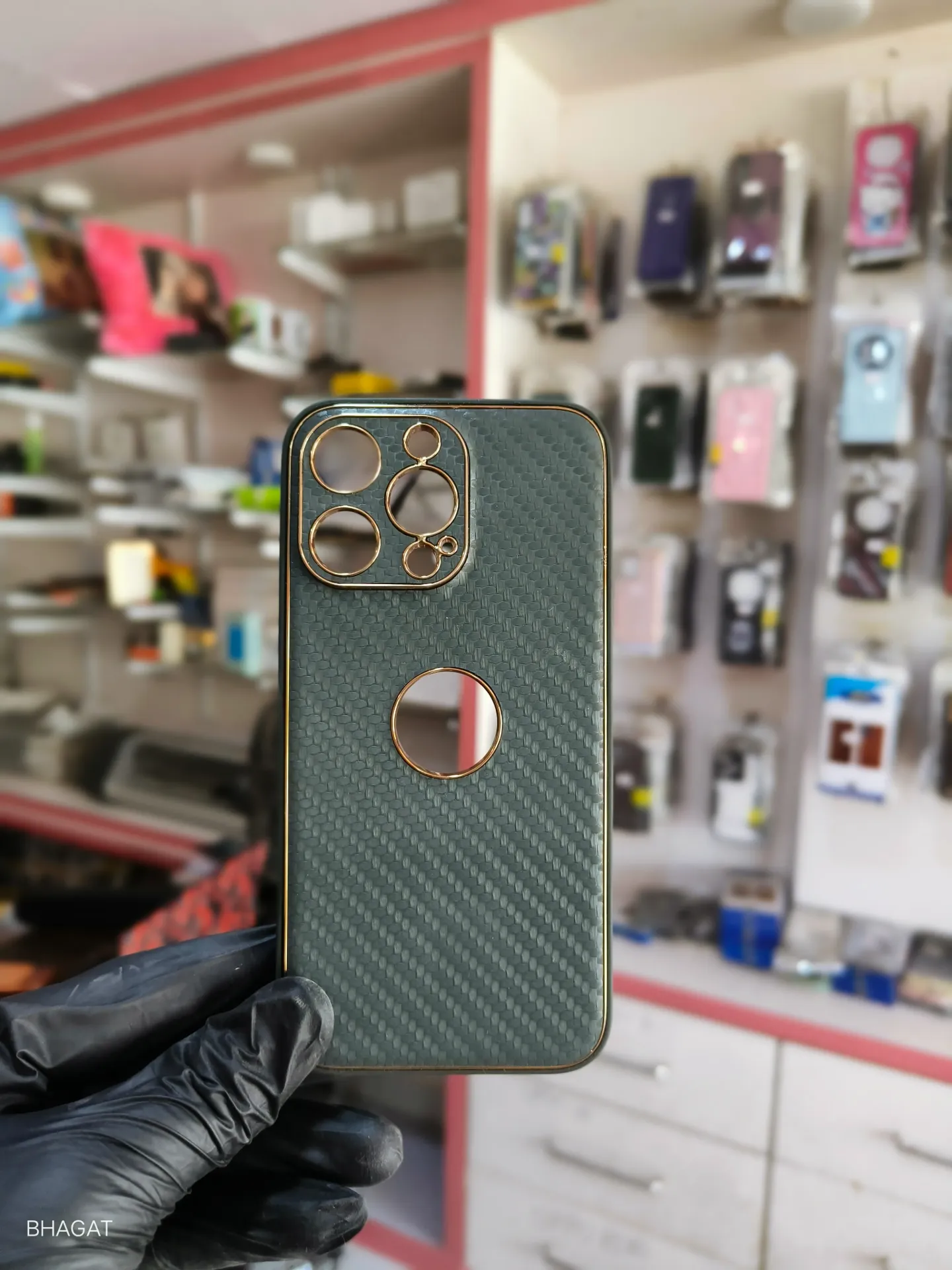 Side soft Leather Case with logo cut - iphone 13 pro