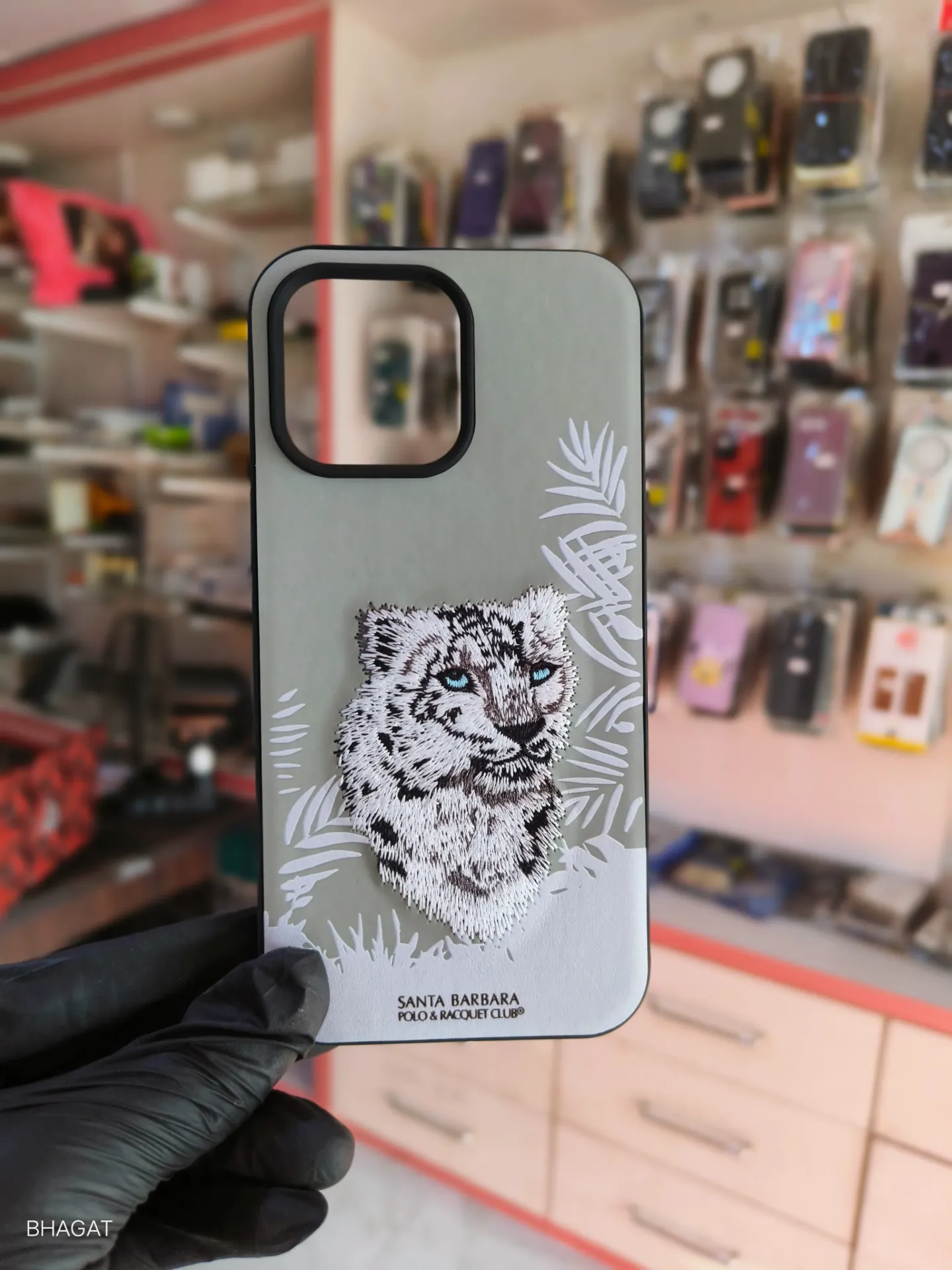 Santa Barbara embroidery design Leather Case -iPhone 14 pro max