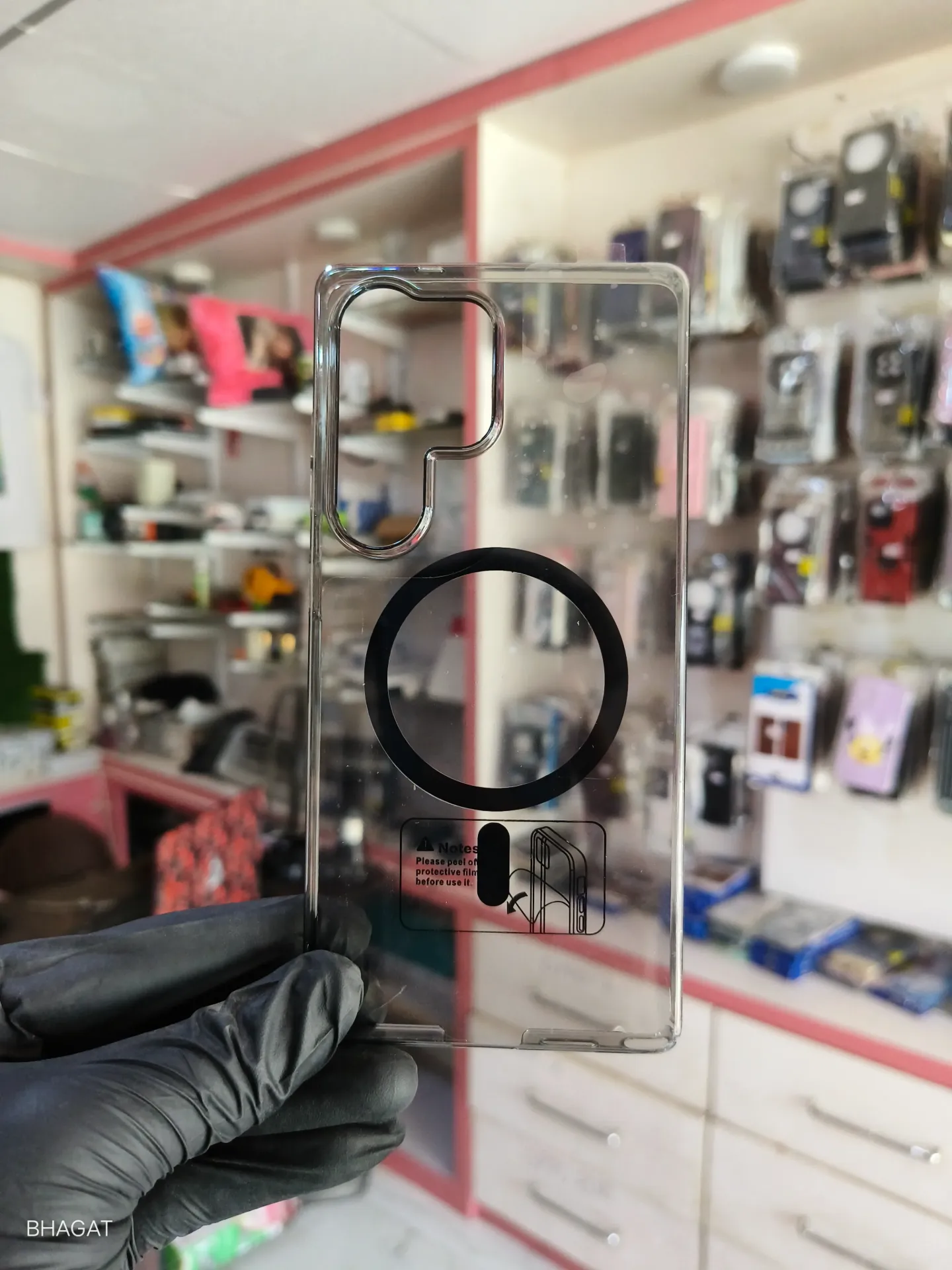 Anti yellow black shade transparent case with magsafe - S25 ultra
