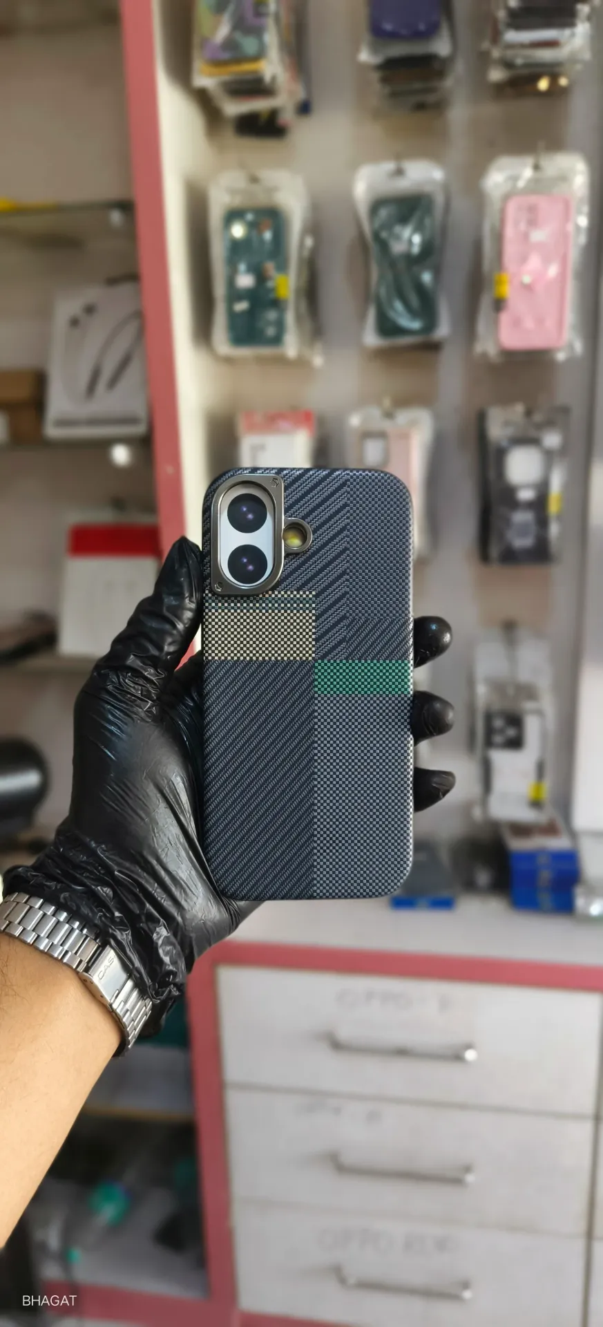 Carbon fibre texture case metal camera Protection - iphone 17