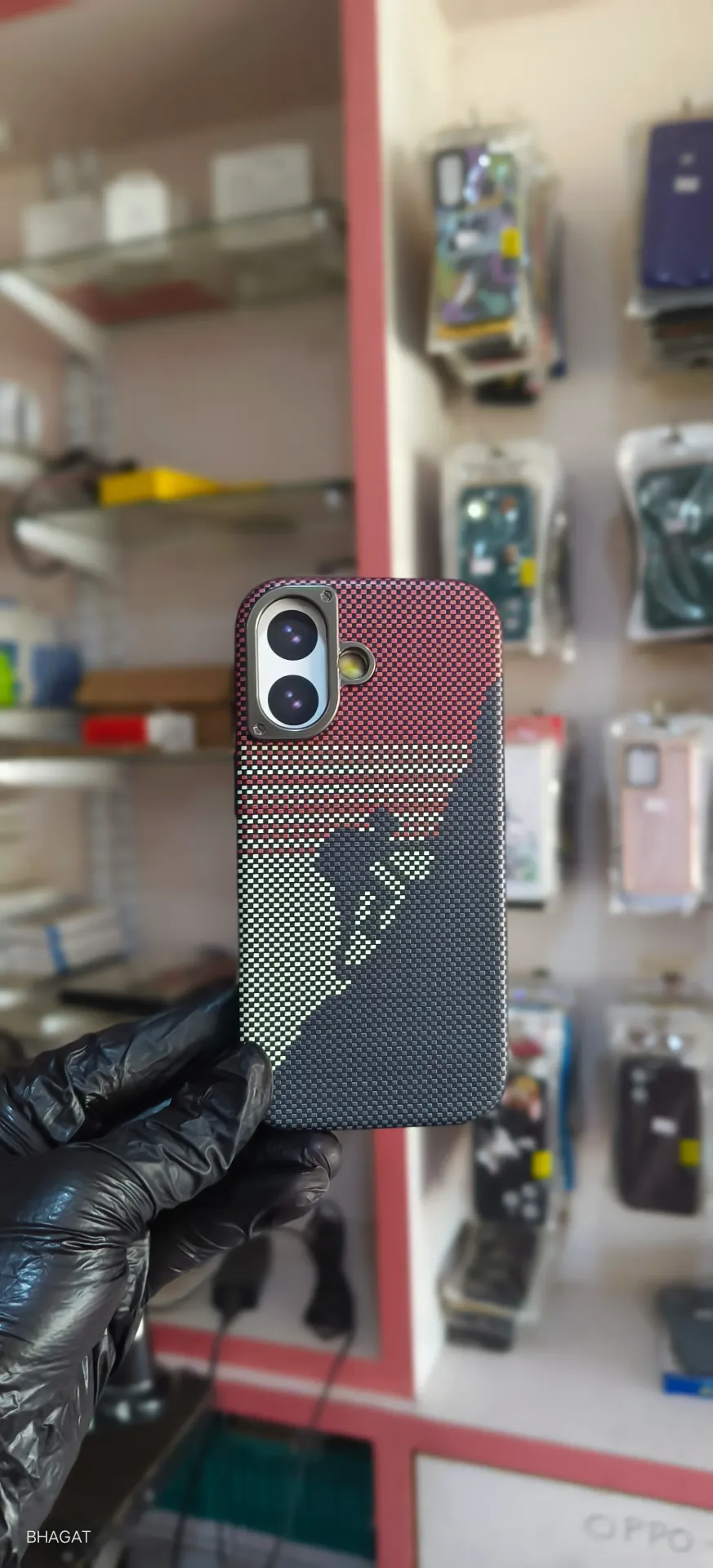 Carbon fibre texture case metal camera Protection - iphone 17